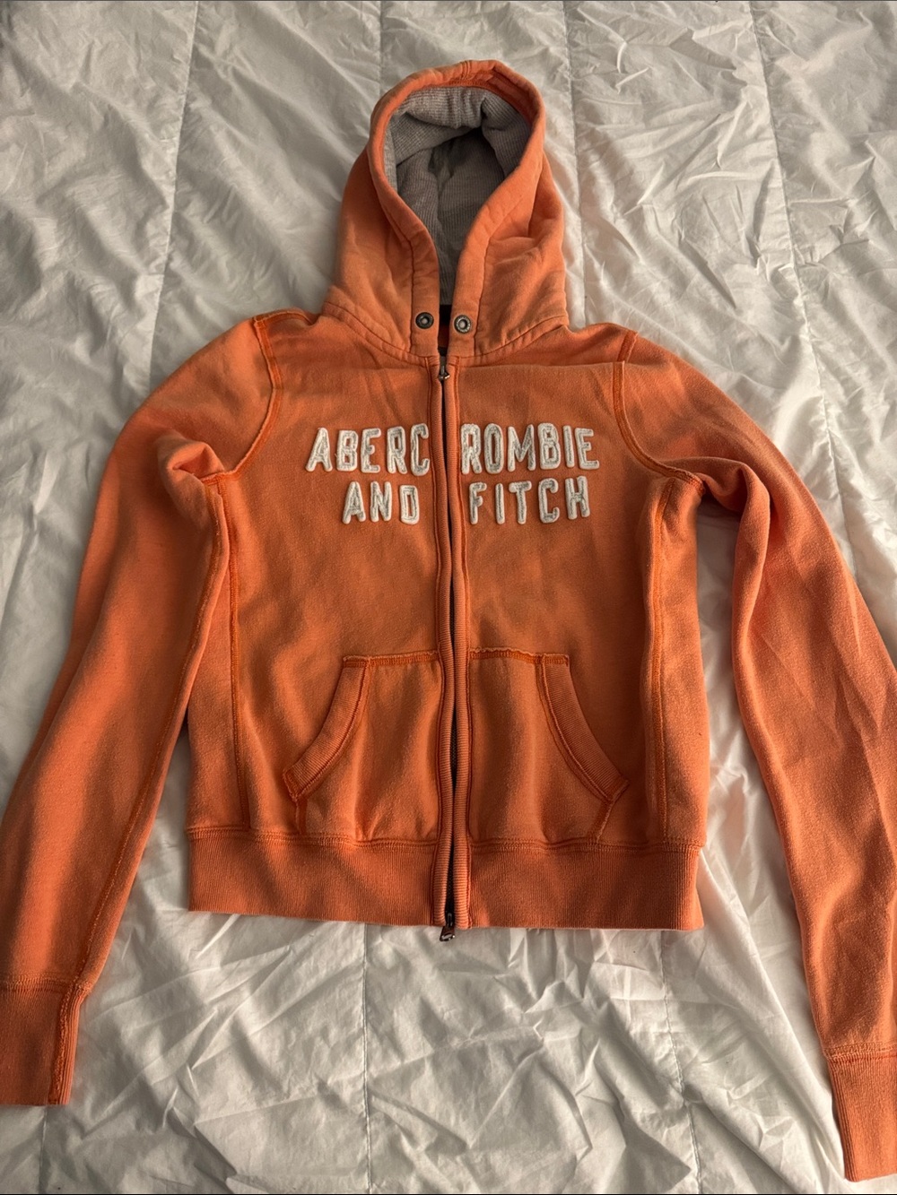 Abercrombie & Fitch Women's Orange Hooded Zip Sweatshirt